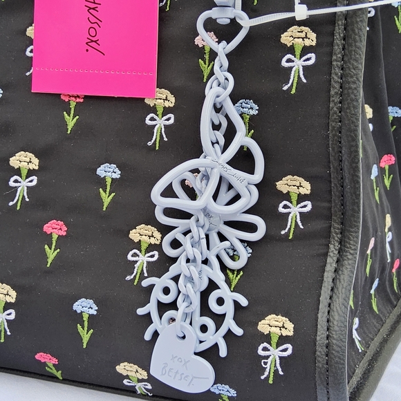 Betsey Johnson Black Floral Tote Bag - Picture 5 of 6
